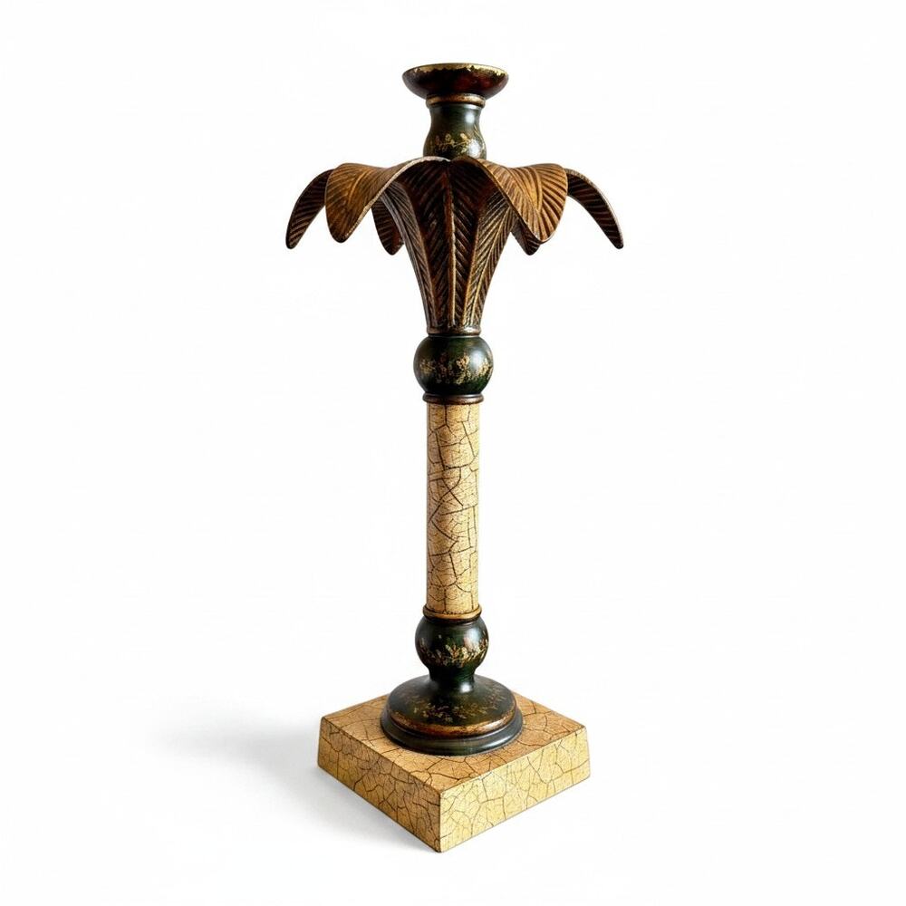 Vintage Palm Tree Candlestick-Hollywood Regency-Palm Beach-Taper Holder-Tropical